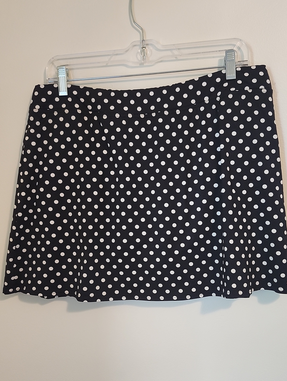 Lands End Polka Dot Black Retro Swim Skirt sz 16